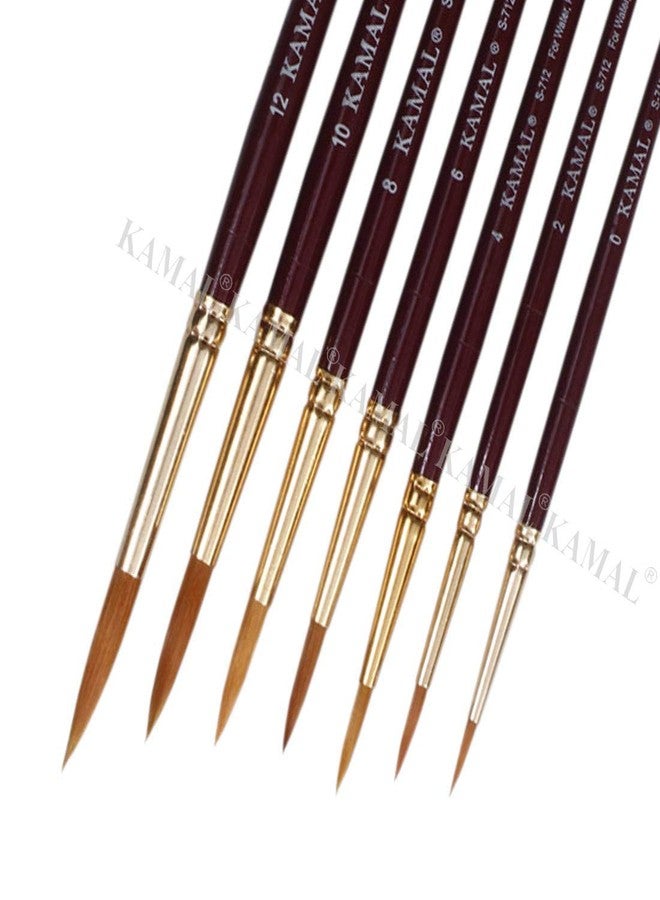 KAMAL Round Artist Quality Painting Brush Golden Taklon / Synthetic Hair Handmade Quality (Maroon/Golden Handle ) - Image 3
