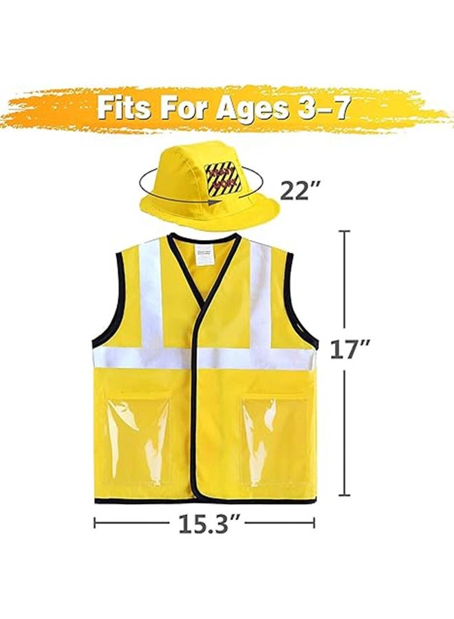 Construction Worker Costume Role Play Kit Set, Engineering Dress Up Gift Educational Toyfor Kids 4-8 Year Old - Image 2