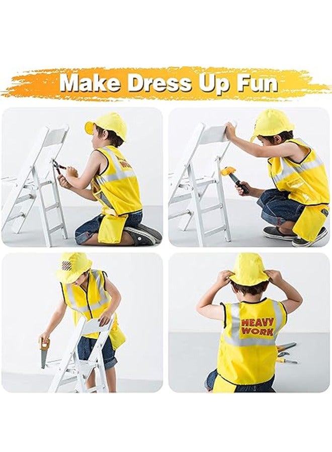 Construction Worker Costume Role Play Kit Set, Engineering Dress Up Gift Educational Toyfor Kids 4-8 Year Old - Image 5