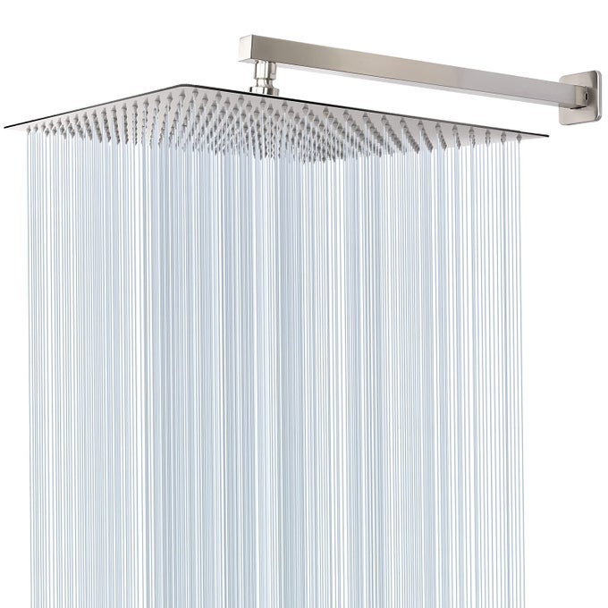 SHOWER HEAD WITH EXTENSION ARM HIGH PRESSURE SQUARE WITH SHOWERARM STAINLESS STEEL RAINFALLWATERFALL FULL BODY COVERAGE 16 SHOWER WITH 20 ARM BRUSHED NICKEL