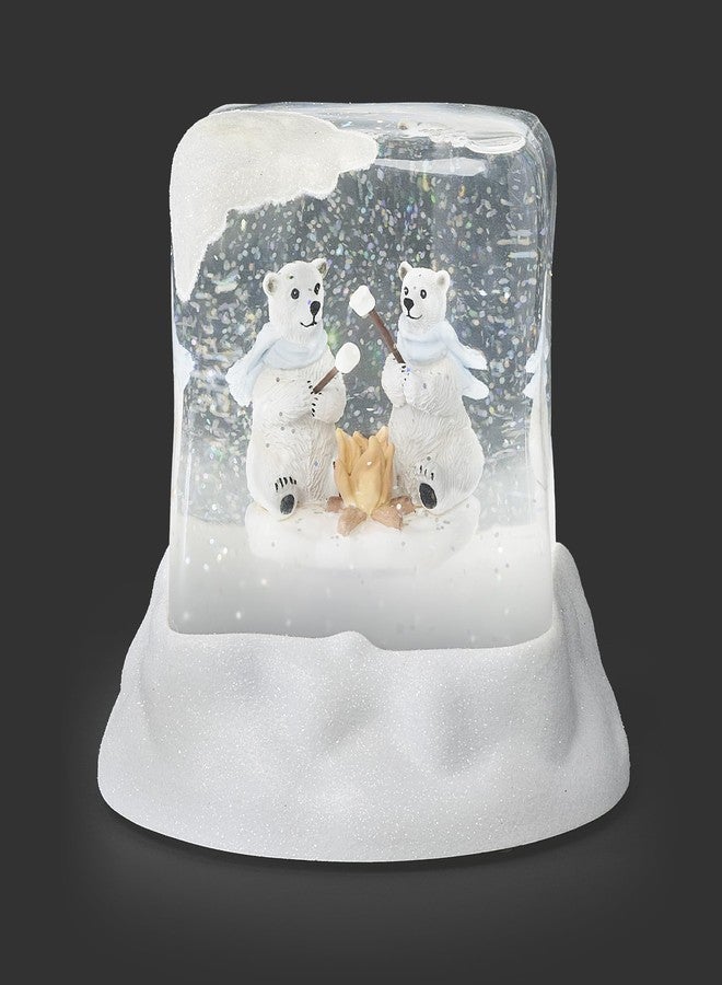 رومان فانوس روماني مضيء على شكل دببة قطبية تحمص المارشميلو - فانوس لامع بتأثير دوامي مستمر، زينة لعطلة الشتاء - Image 1