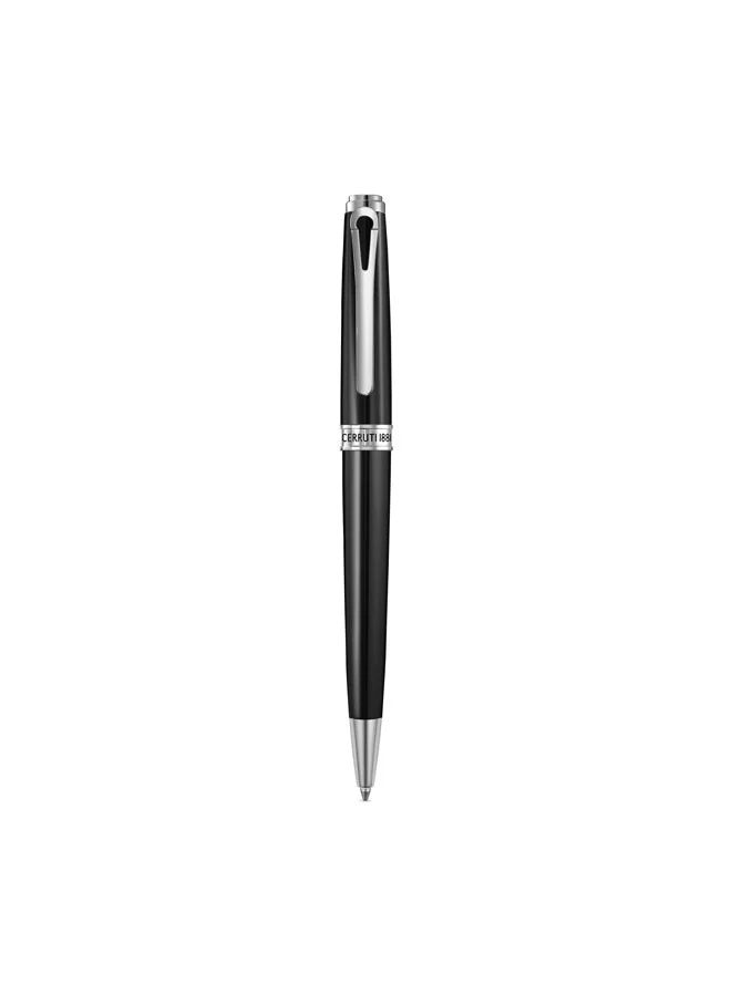 CERRUTI 1881 Giovanni Stainless Steel Trims Twist Ballpoint Pen for Men, Blue Ink
