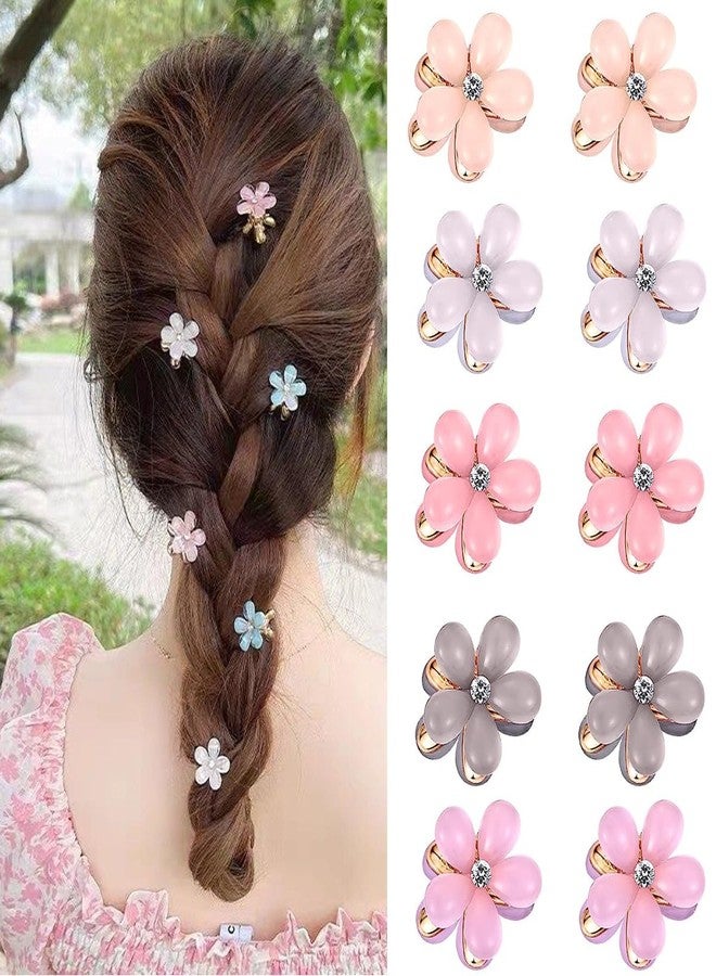 YKZFUI 10Pcs Small Mini Metal Hair Clips with Flower Design and Crystals - Cute Barrettes for Girls, Kids' Bangs, and Women's Hair Accessories - Image 1