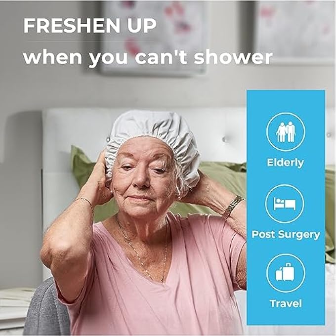 scrubzz SHAMPOO CAPS NO RINSE FOR ELDERLY AND BEDRIDDEN PATIENTS, RINSE FREE SHAMPOO CAPS FOR POST SURGERY AND HOSPITAL STAYS, WATERLESS HAIR WASHING SHOWER CAPS - 6 PACK - Image 3
