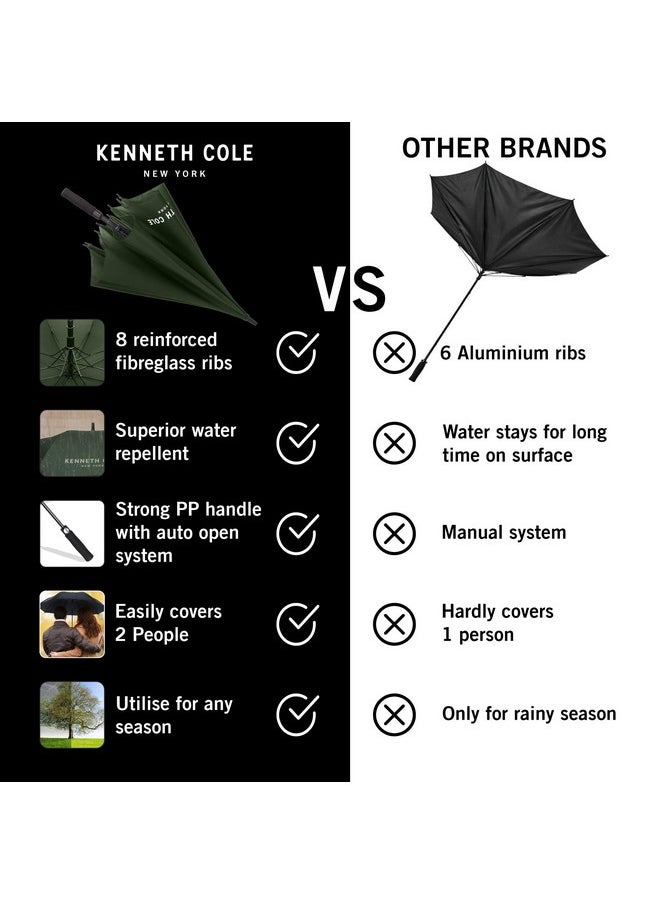 Kenneth Cole KENNETH COLE New York - Umbrella 23.5" Men/Women UV Protection Monsoon/Rainy & Sun Umbrella with Travel Sleeve/Cover (Green)  - Image 4
