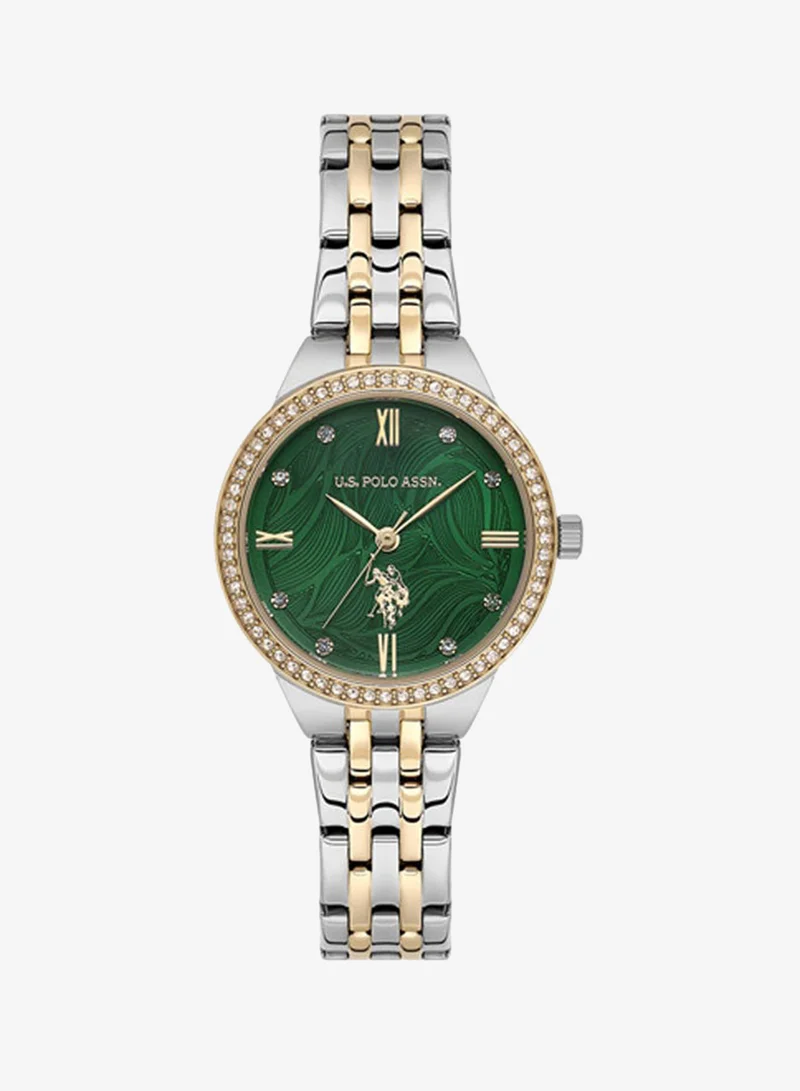 U.S. Polo Assn. New Stainless Steel Bracelet Quartz Analog Watch for Women, 30mm