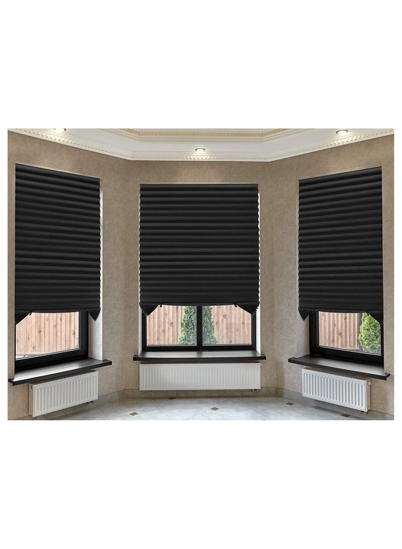 كابتن تيك Pleated Window Paper Shades Room Darkening Blinds Black - Image 5