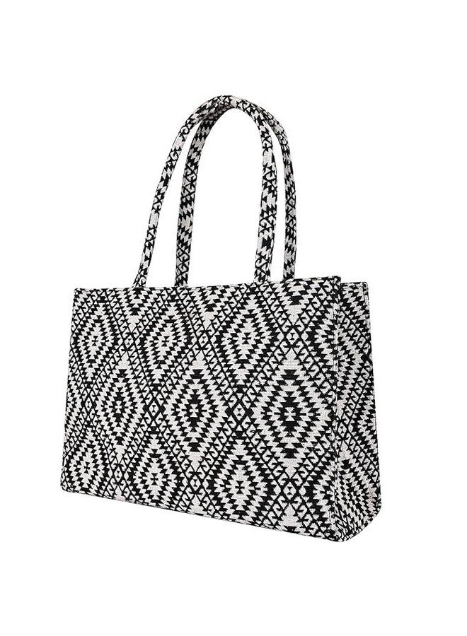 Monarch bizcom impex Stylish Buoy Tote Bag for Girls & Women | Sturdy Cotton Blend Jacquard | Double Shoulder Ladies Handbag Purse For Daily & Office,Travel Use Zip Pocket | Handcrafted (MoBagBW03) - Image 1