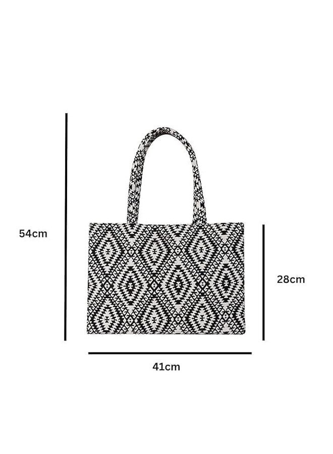 Monarch bizcom impex Stylish Buoy Tote Bag for Girls & Women | Sturdy Cotton Blend Jacquard | Double Shoulder Ladies Handbag Purse For Daily & Office,Travel Use Zip Pocket | Handcrafted (MoBagBW03) - Image 2
