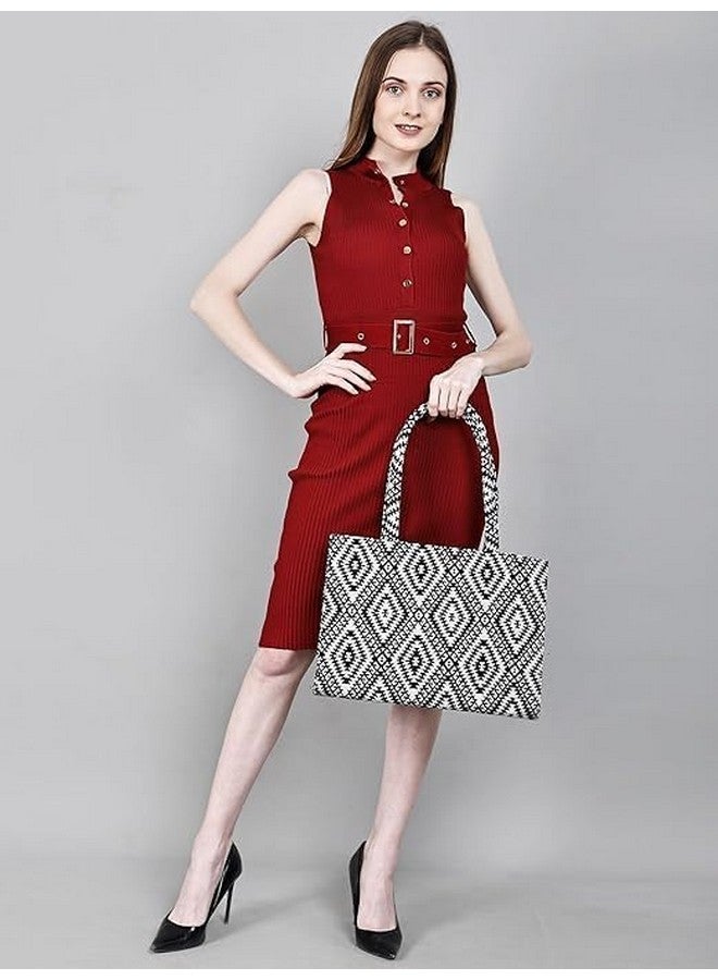 Monarch bizcom impex Stylish Buoy Tote Bag for Girls & Women | Sturdy Cotton Blend Jacquard | Double Shoulder Ladies Handbag Purse For Daily & Office,Travel Use Zip Pocket | Handcrafted (MoBagBW03) - Image 5