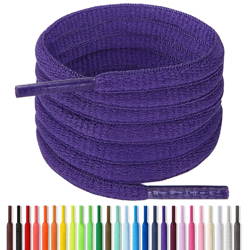 Handshop Half Round Shoelaces 1/4" - Oval Shoe Laces Replacements For Sneakers and Athletic Shoes Sports Dark Purple 45.3 inch (115cm) - Image 1