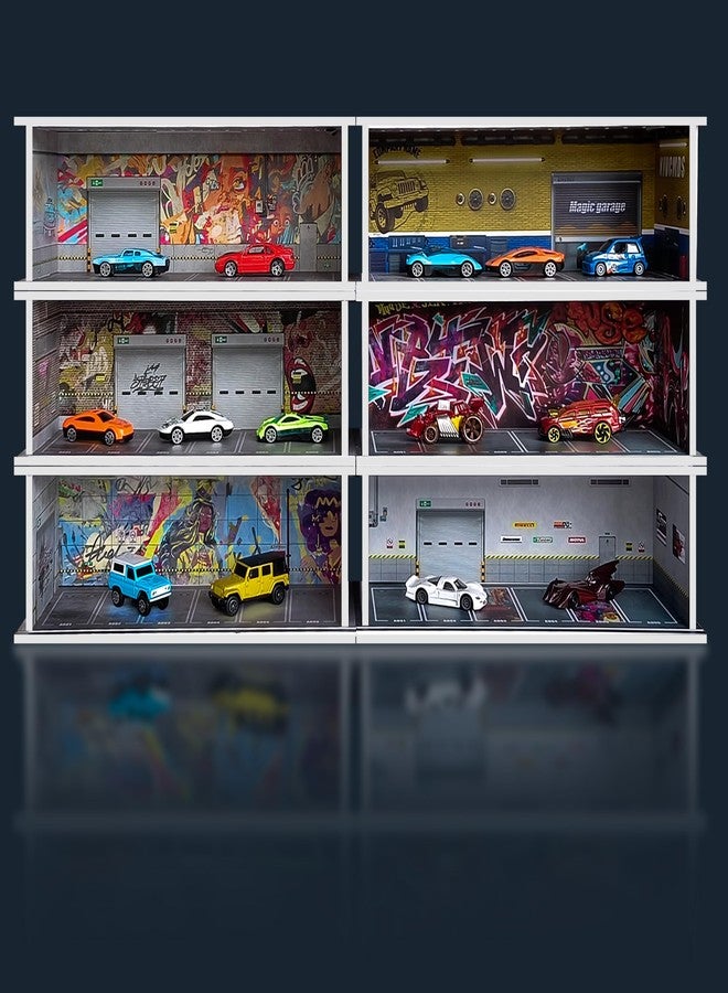 Saichotoy Display Case for Hot Wheels: Stackable Parking Garage Display for Matchbox 1/64 Scale Toy Car, Foamboard Storage for Monster Trucks with LED Light and Acrylic Cover, Shattering World - Image 5