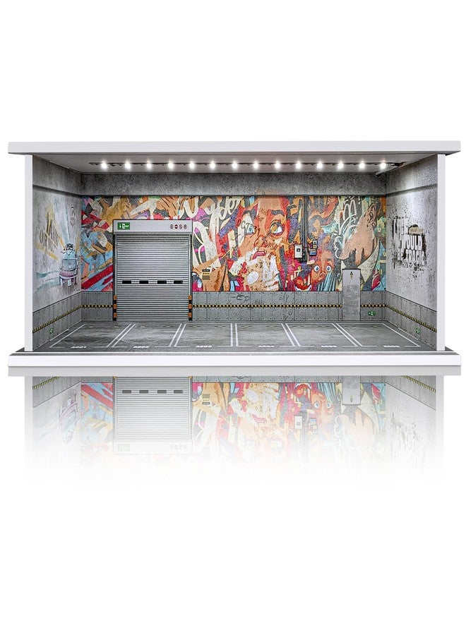 Saichotoy Display Case for Hot Wheels: Stackable Parking Garage Display for Matchbox 1/64 Scale Toy Car, Foamboard Storage for Monster Trucks with LED Light and Acrylic Cover, Shattering World - Image 1