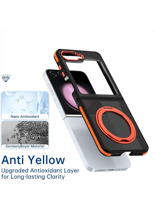 S-TOP Case For Samsung Galaxy Z Flip5 Dual-Color Skin Feel 360 Rotating Holder Phone Case - Image 3