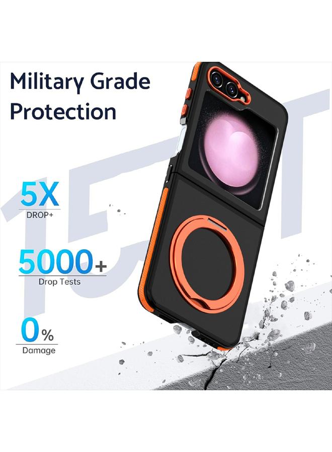 S-TOP Case For Samsung Galaxy Z Flip5 Dual-Color Skin Feel 360 Rotating Holder Phone Case - Image 5