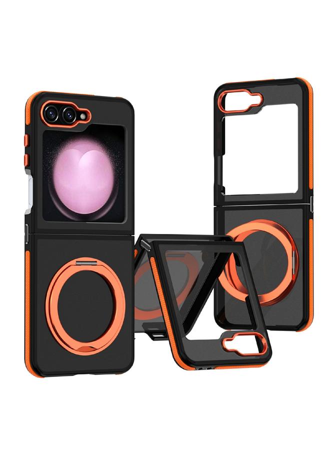 S-TOP Case For Samsung Galaxy Z Flip5 Dual-Color Skin Feel 360 Rotating Holder Phone Case - Image 1