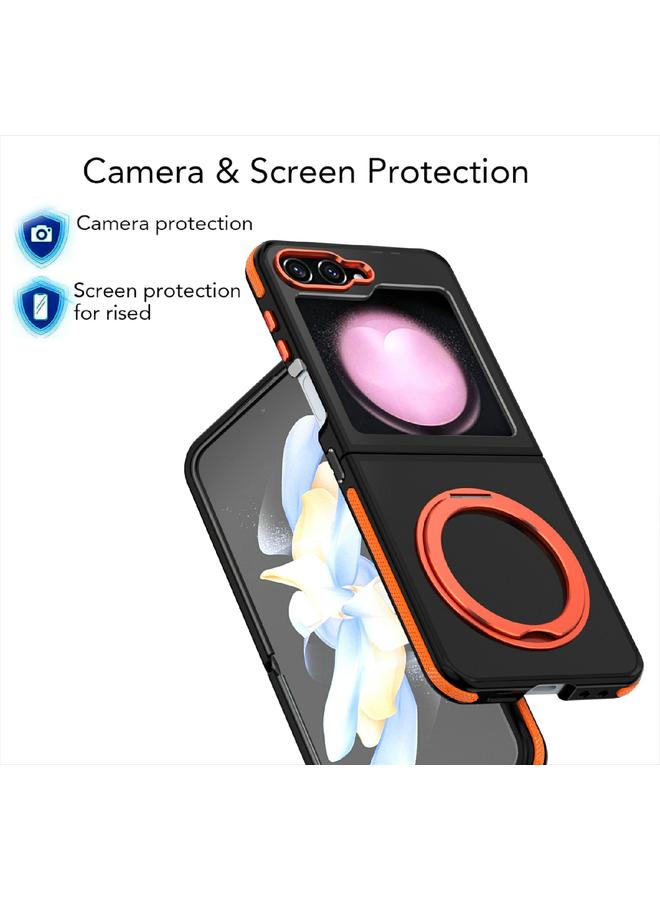 S-TOP Case For Samsung Galaxy Z Flip5 Dual-Color Skin Feel 360 Rotating Holder Phone Case - Image 4