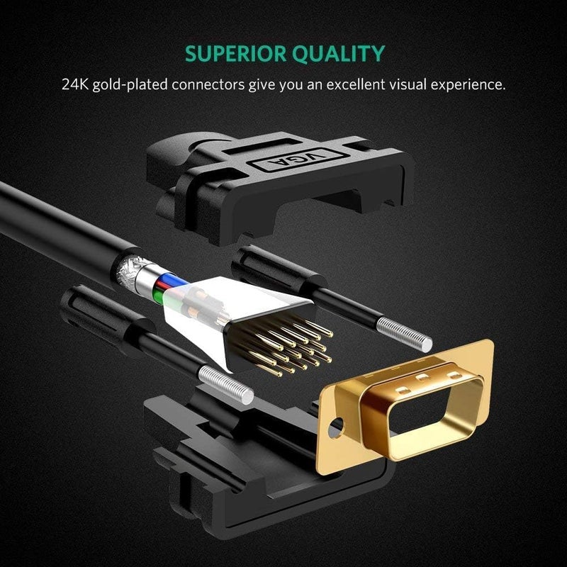 Tobo VGA Cable, VGA Male to SVGA Male Video Computer Monitor Cable with Ferrite Cores, Male to Male VGA Cable Gold Plated Compatible with Projectors, HDTVs, Displays Black (10M) TD-1411CC - Image 3