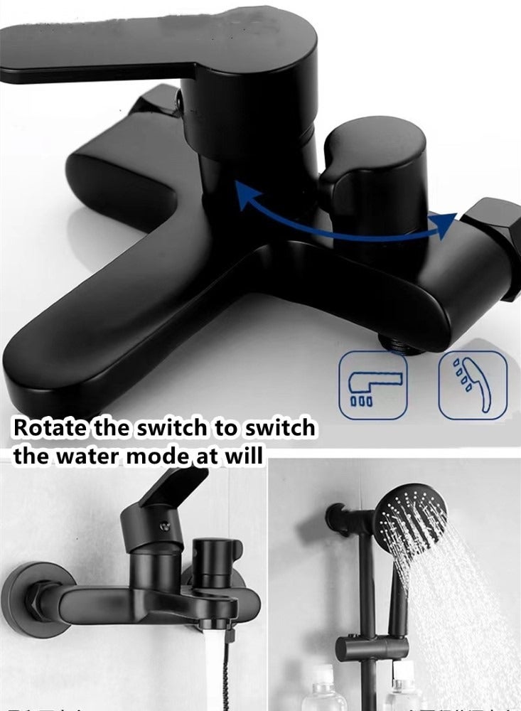 Kutis 1-Set Bathroom Shower System Shower Faucet Shower Head Set Copper/Stainless Steel Black  - Image 2