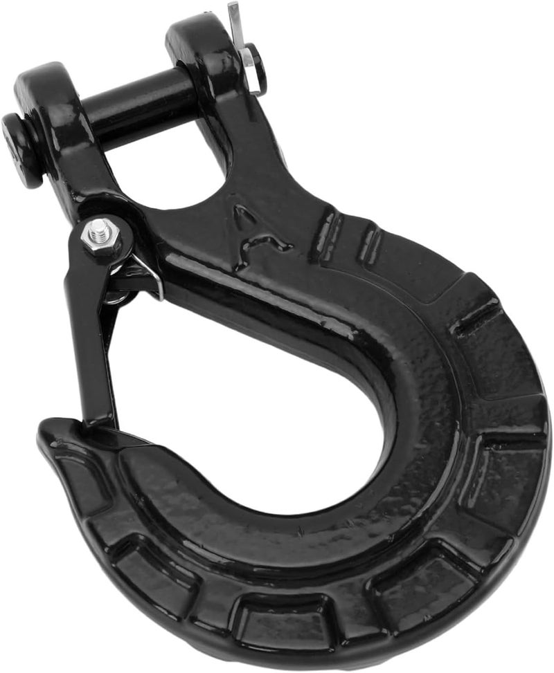 Trailer Chain Hook, 15T Breaking Force Alloy Steel Tow Hook, Winch with Safety Latch Galvanized for Trailer Truck Transport Tow Winch (Black) - Image 5