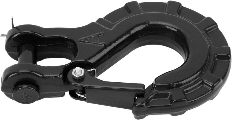 Trailer Chain Hook, 15T Breaking Force Alloy Steel Tow Hook, Winch with Safety Latch Galvanized for Trailer Truck Transport Tow Winch (Black) - Image 3