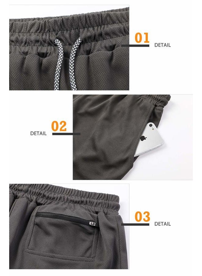 Surenow Mens Running Shortsï¼Å'Workout Running Shorts for Menï¼Å'2-in-1 Stealth Shortsï¼Å' 7-Inch Gym Yoga Outdoor Sports Shorts Grey - Image 4