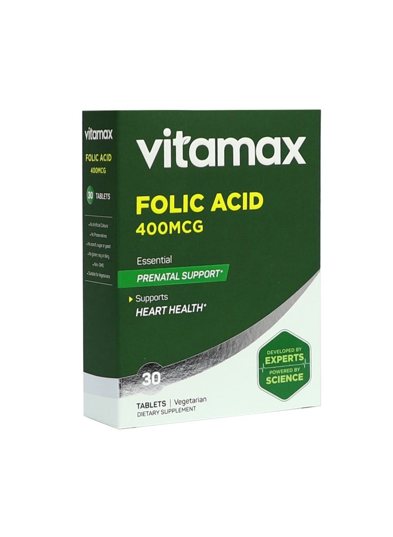 Vitamax Folic Acid 400 mcg Tablets 30's - Image 1