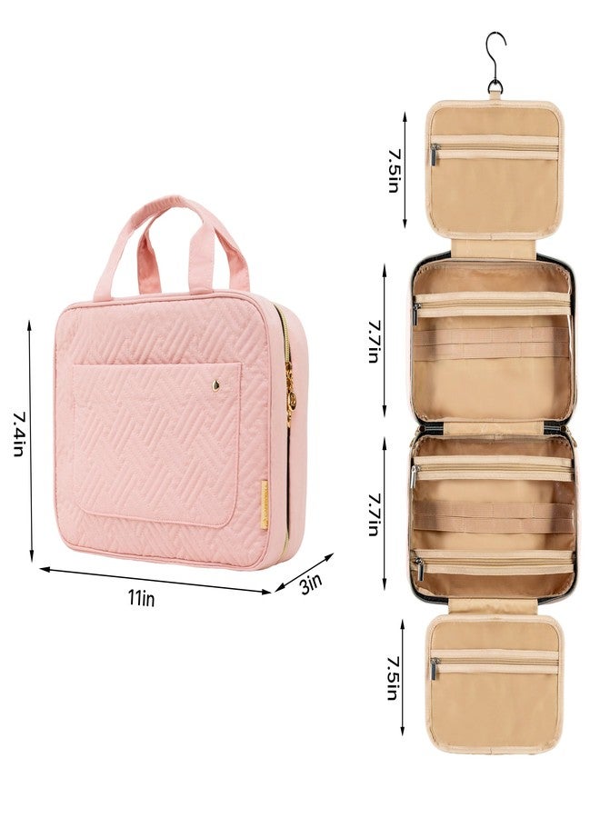 Carrywell (Not Made In China) Toiletry Bag Travel Bag with Hanging Hook, Makeup Organizer Case, Water-Resistant Cosmetic Bag For Full-size Containers, Toiletries, Pink Medium - Image 2