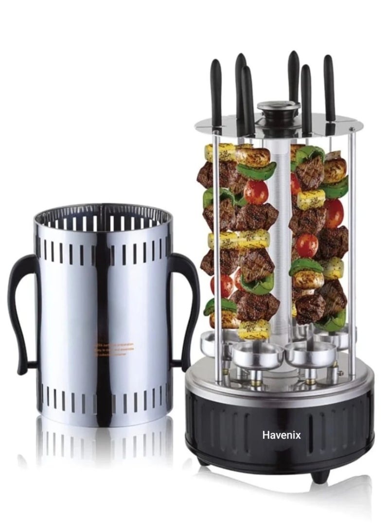 شواية كهربائية عمودية وصانعة كباب - فرن شواء بدون دخان من الفولاذ المقاوم للصدأ مع أسياخ دوارة، شواية داخلية قائمة بذاتها - Image 1