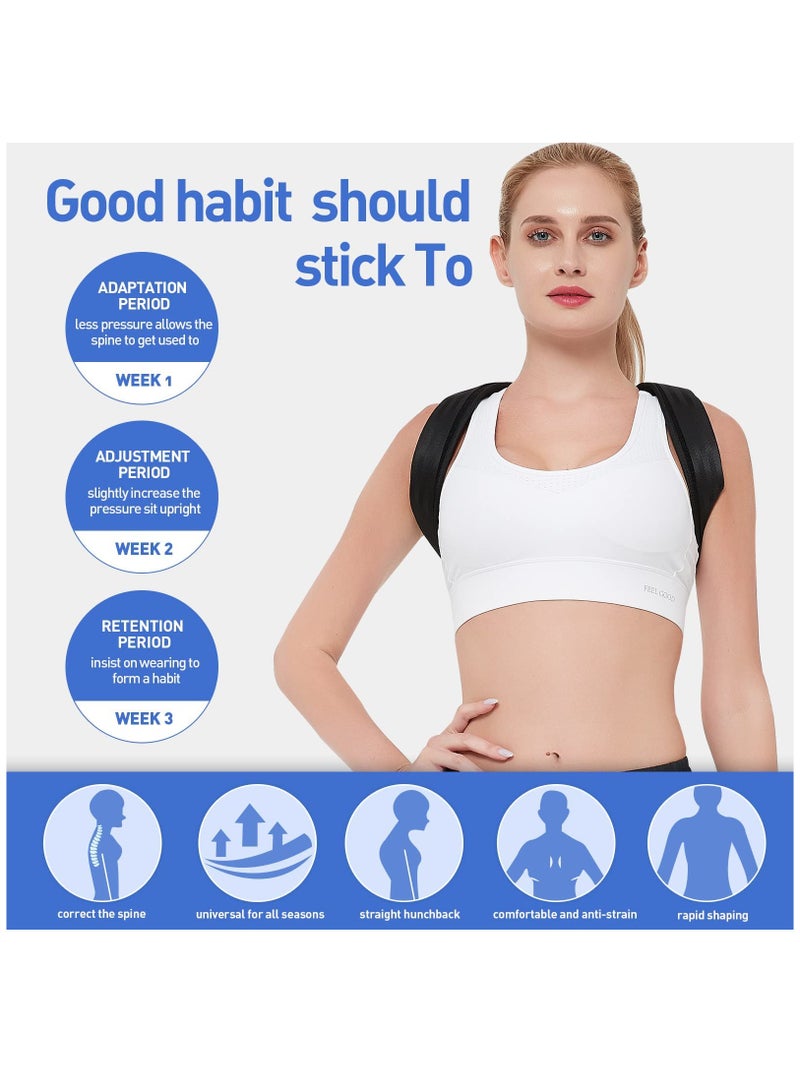 Back Correction Strap, Adjustable Posture Corrector Spine Straightener for Relief of Neck Shoulder Pain Develop Good Seated Standing for Men Women Elderly Teens (1PCS M) - Image 3