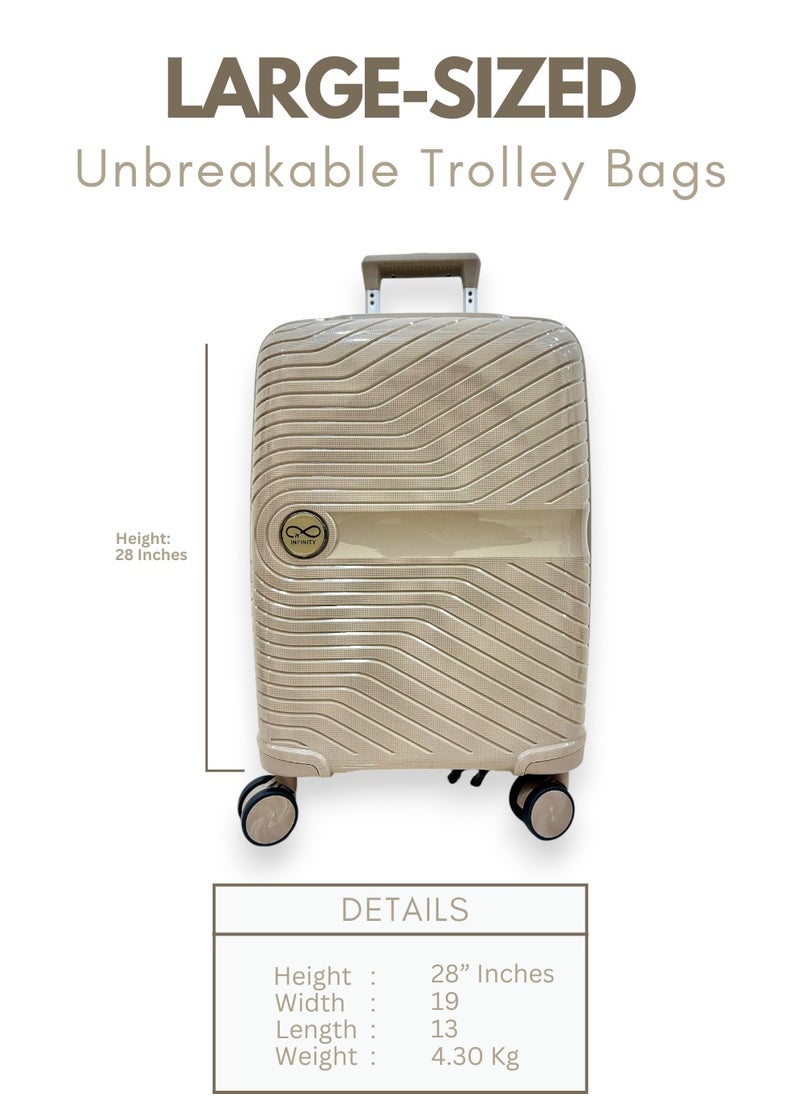 Generic - Khaki Infinity Set of 3 Trolley SuitCases Small | Medium | Large Trolley - Image 1
