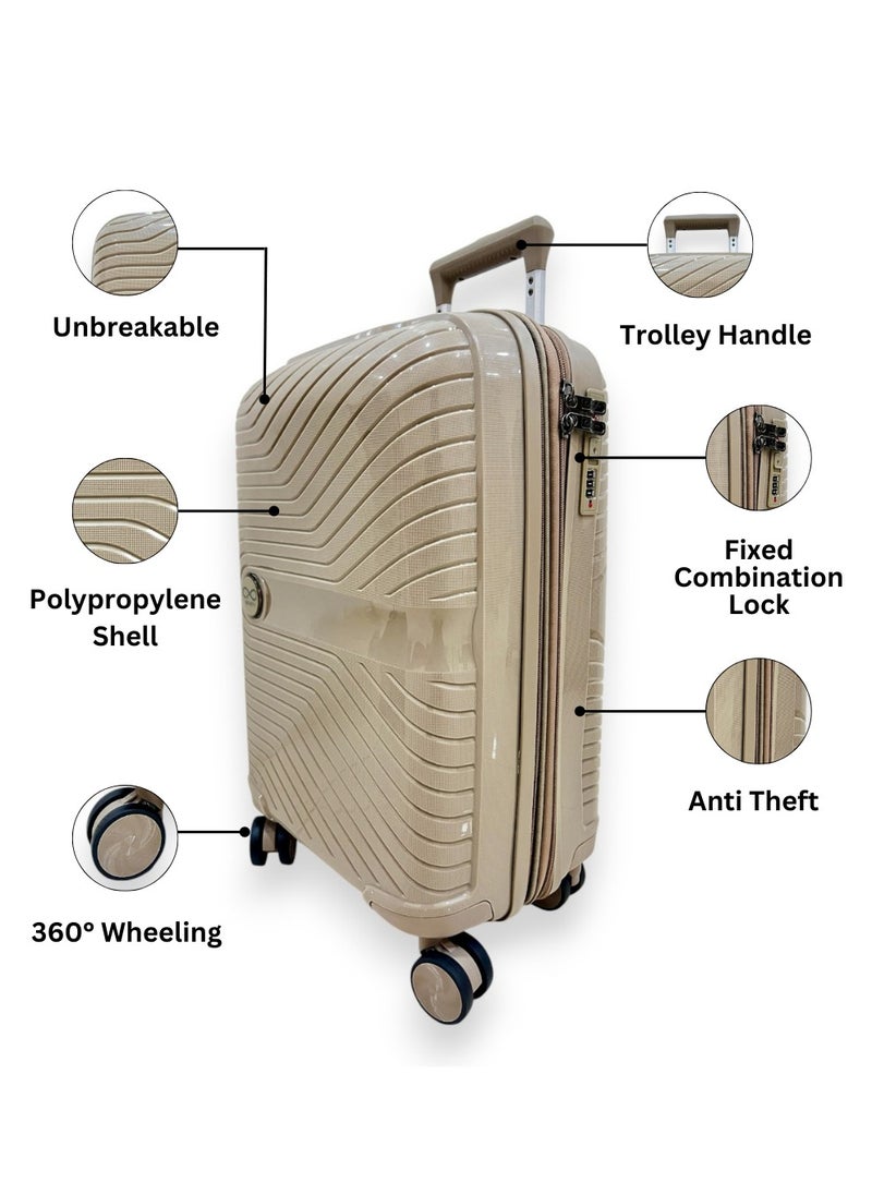 Generic - Khaki Infinity Set of 3 Trolley SuitCases Small | Medium | Large Trolley - Image 1