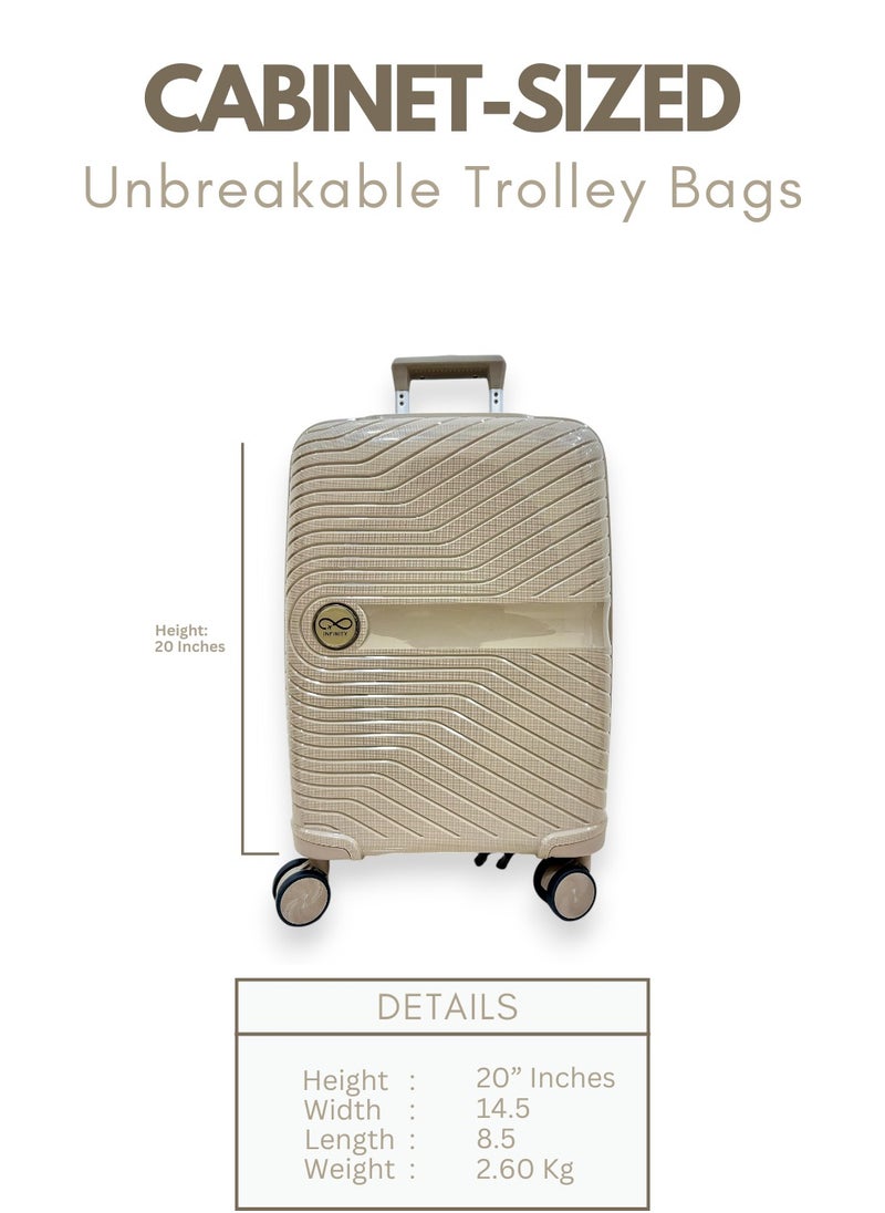 Generic - Khaki Infinity Set of 3 Trolley SuitCases Small | Medium | Large Trolley - Image 1