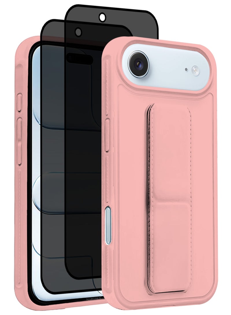 CATANES 3 Packs Premium PU Leather Case for iPhone 17 Air with Stand Function Shockproof and Anti Scratch Finger Grip with Two Privacy Screen Protector - Image 1