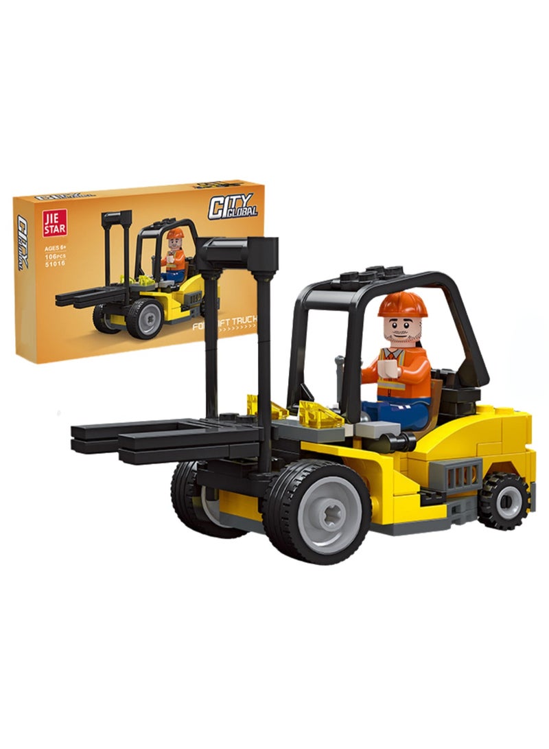 Children's Self-assembled Engineering Car Boy Small Building Block Toy Model(Engineering Forklift 106PCS) - Image 1