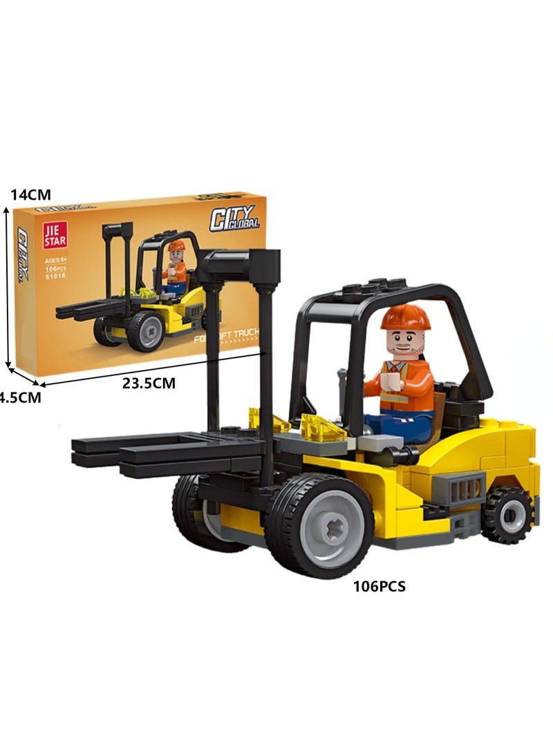 Children's Self-assembled Engineering Car Boy Small Building Block Toy Model(Engineering Forklift 106PCS) - Image 2