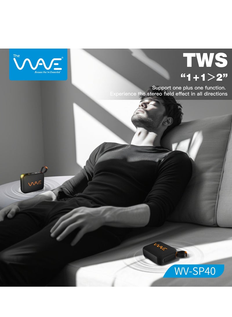 Wave Mini Wireless Bluetooth Speaker 5.3, Waterproof Portable Bluetooth Speaker with 6W HD Sound, TF Card & Type-C, 6H Playtime, Mini Blutooth Speaker for Outdoor/Indoor  Use - Image 5