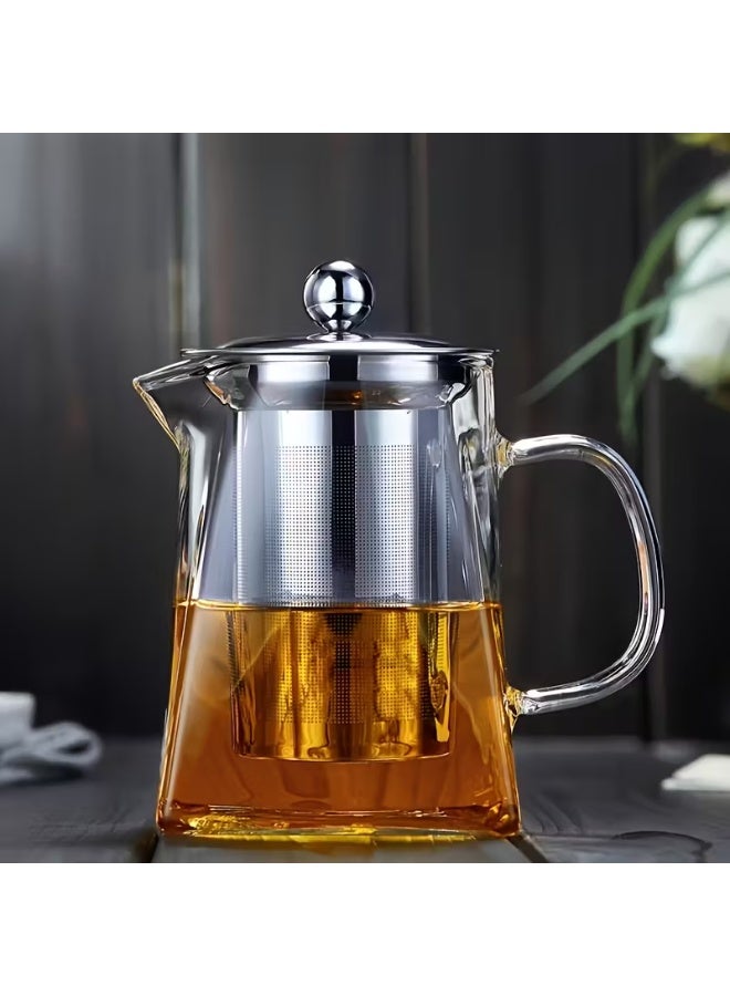 🍃 Large Capacity Glass Teapot with Stainless Steel Filter – Thick, High-Temperature Resistant Teapot for Loose Leaf Tea - Image 1
