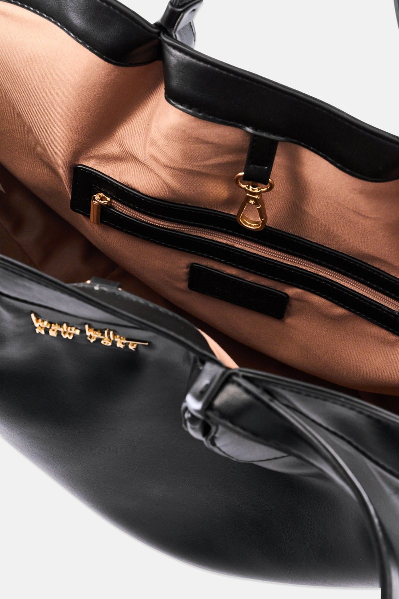 Nicole Miller Women Brand Logo Tote Bag, Black - Image 3