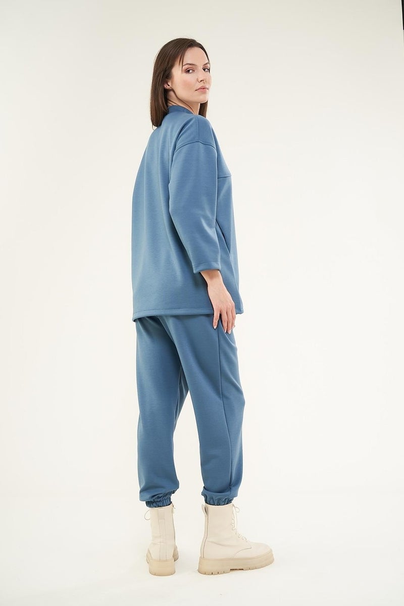 Mevra Front Stitched Pocket Sweatshirt Indigo  - Image 3