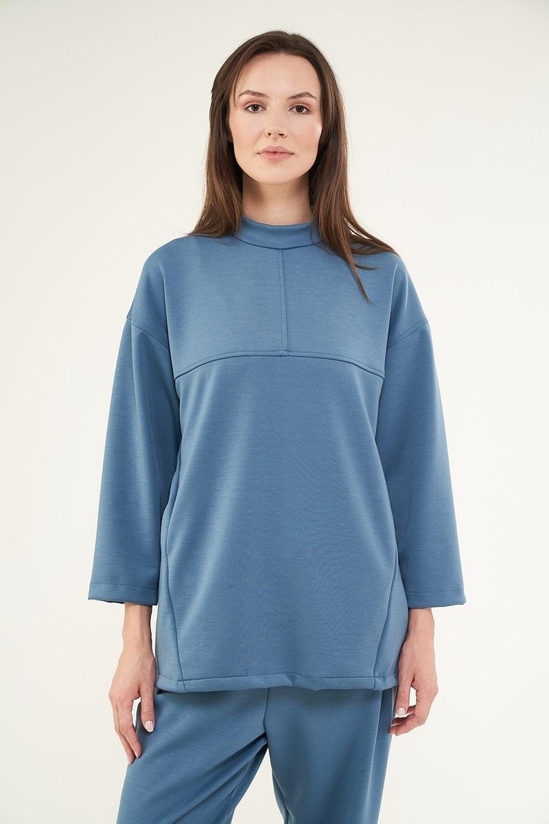 Mevra Front Stitched Pocket Sweatshirt Indigo  - Image 4