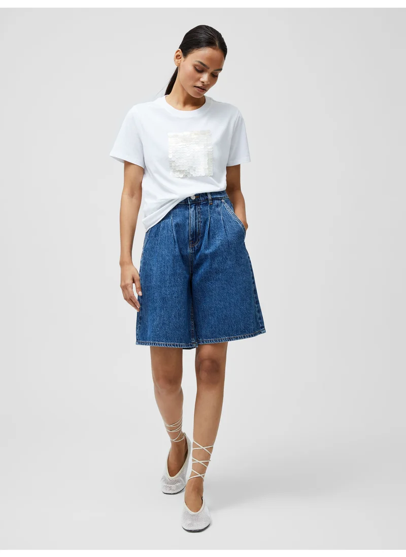 French Connection Sequin Jersey Short Sleeve T-Shirt