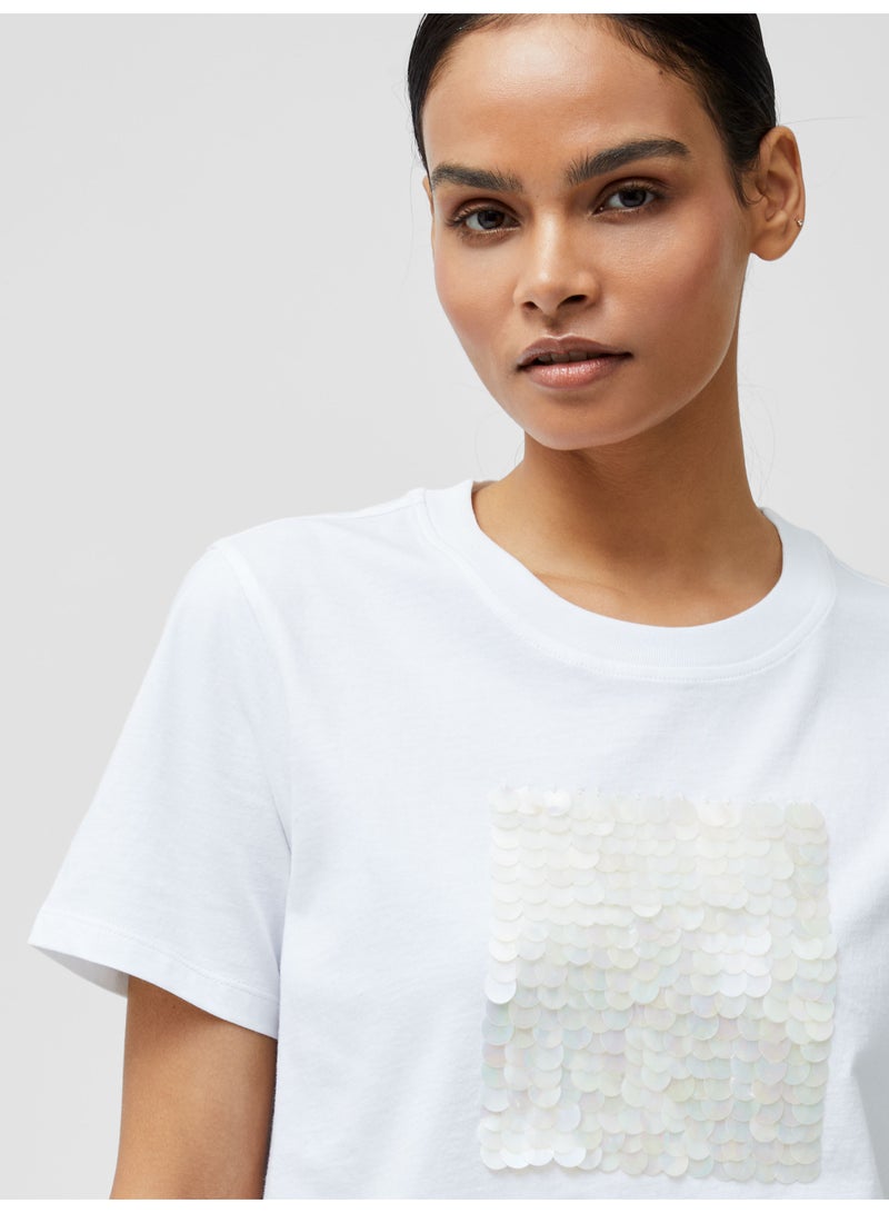 French Connection Sequin Jersey Short Sleeve T-Shirt  - Image 3