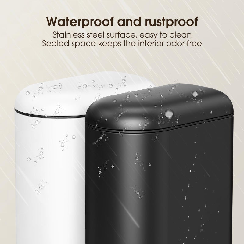 CEROELDA Small Bathroom Trash Can with Lid Soft Close, 5L/1.3 Gallon Stainless Steel Slim Garbage Can, Metal Waste Basket with Step Pedal, for Office, Bedroom, Toilet, Dorm Room (White, 1.3 Gallon) - Image 5