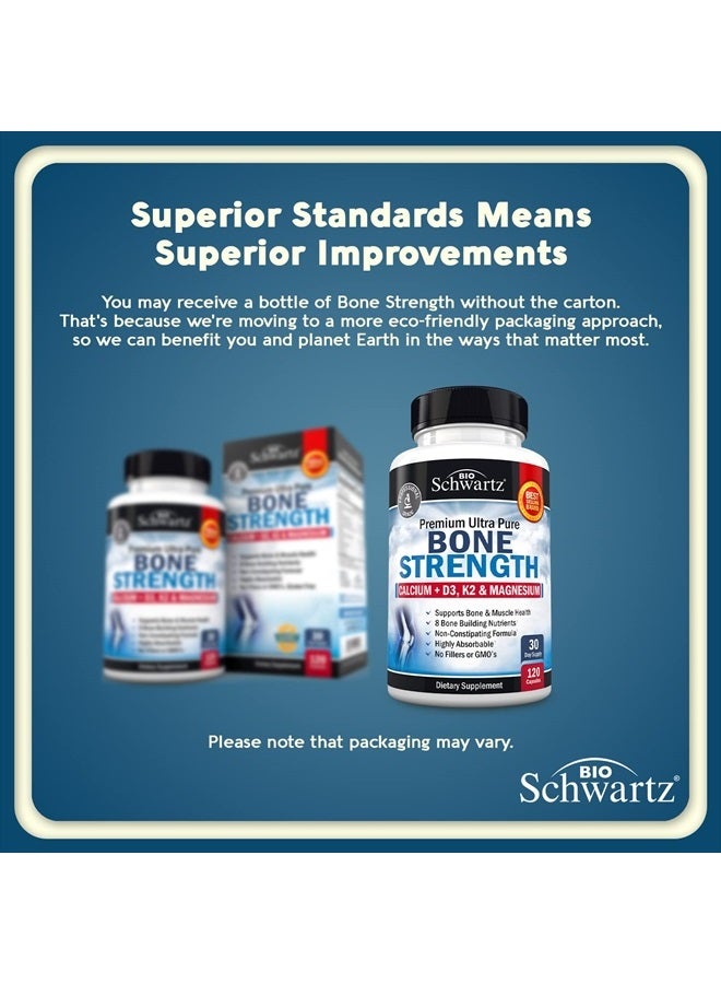 BioSchwartz Bone Strength Supplement with Calcium + D3, K2 & Magnesium - 120 Capsules - Image 5