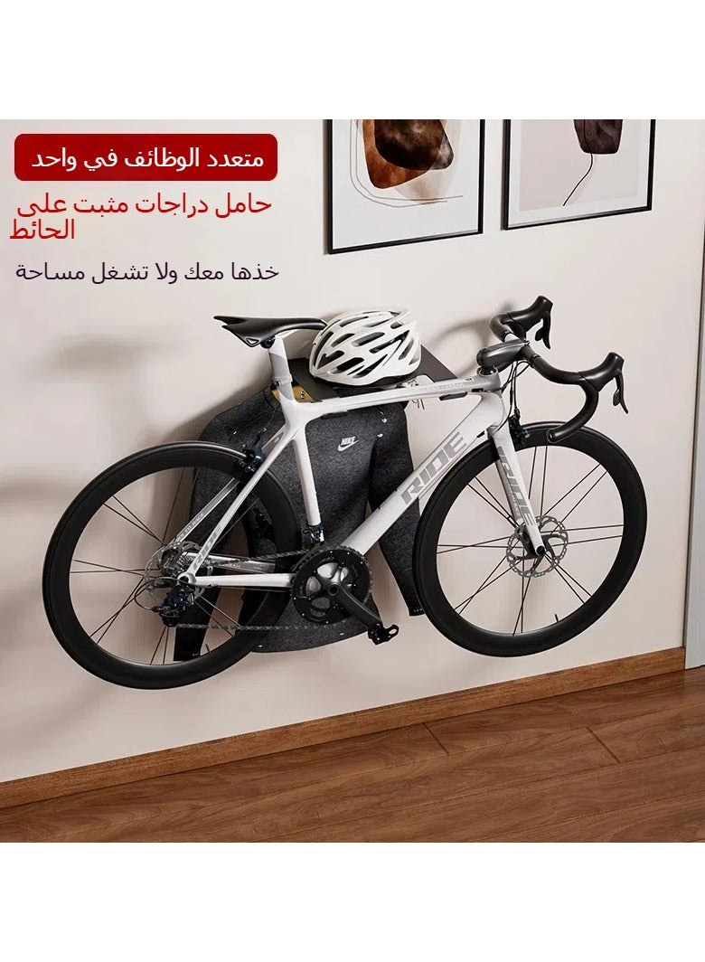 Bicycle Hanger Wall Mounted Parking Rack Indoor Parking Display Trailer Rack Mountain Road Bike Hook Helmet Rack (Black) - Image 1
