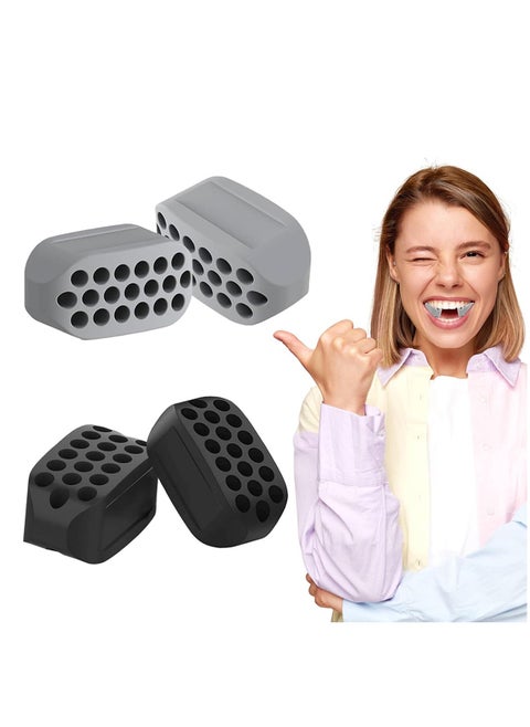 4-Piece Jaw Exerciser for Men and Women Food Grade Silicone Face Shaper Set Jawline Sculpting Tool Double Chin Reducer Chewing Trainer BPA Free