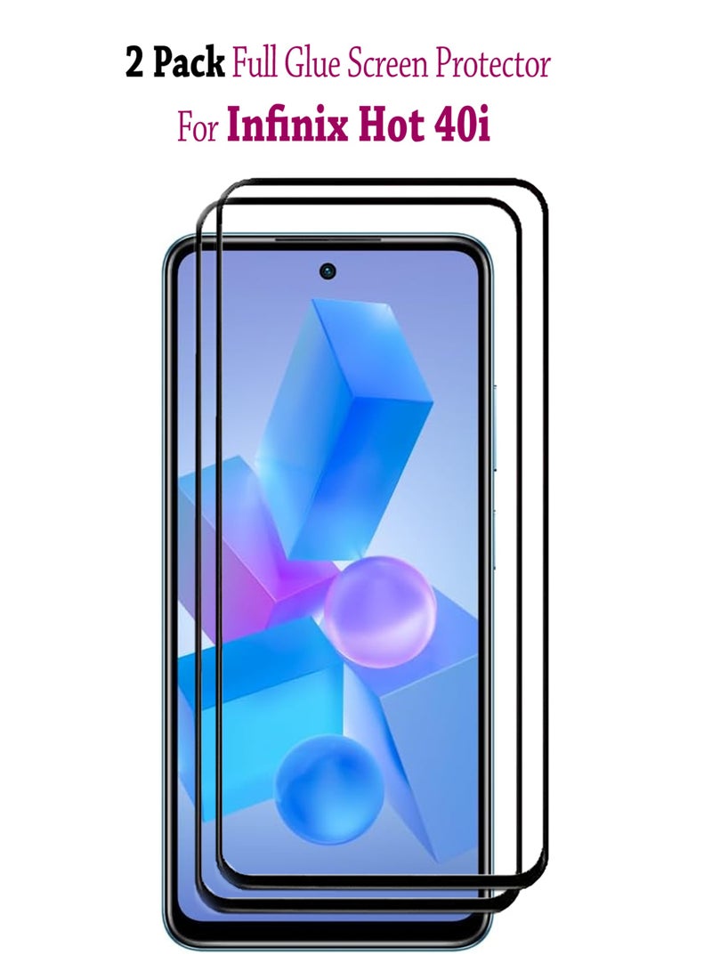 2 Pack Tempered Glass Screen Protector For Infinix Hot 40i - Black - Image 1
