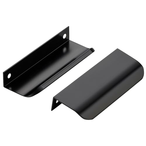 Ravinte Hardware 20 Pack Black Cabinet Handles 4 Inch 102mm Finger Edge Pulls 3 Inch Hole Center Finger Pulls for Cabinets - Image 1