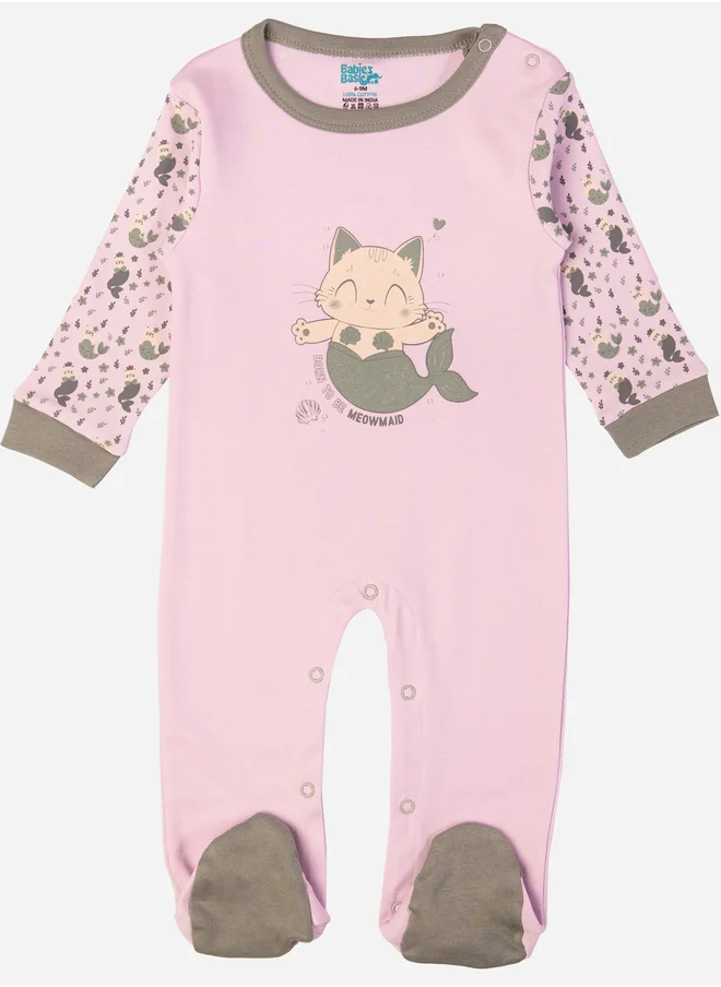 Babies Basic Babies Basic Printed Cotton Long Sleeves Sleepsuit